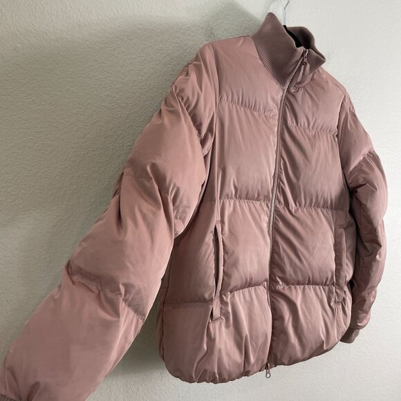 Sweaty Betty Womens 4 Dusty Pink Insulated Puffer Bomber Jacket Ribbed Collar - Picture 10 of 15